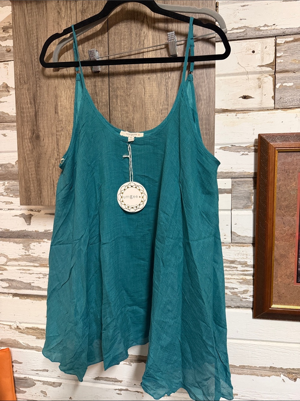 Umgee Teal Lightweight Flowy Spaghetti Strap Camisole